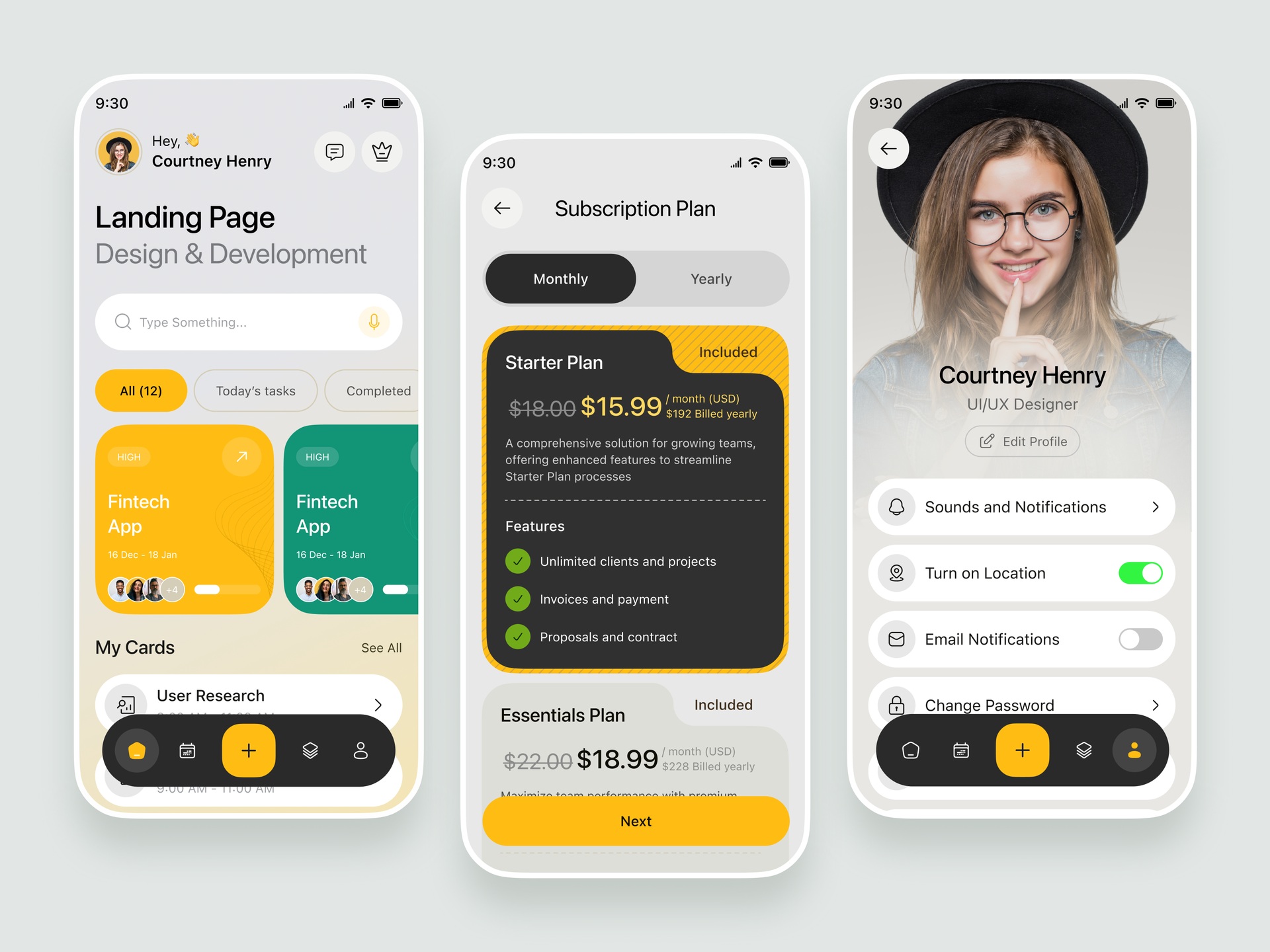 Mobile app UI concept