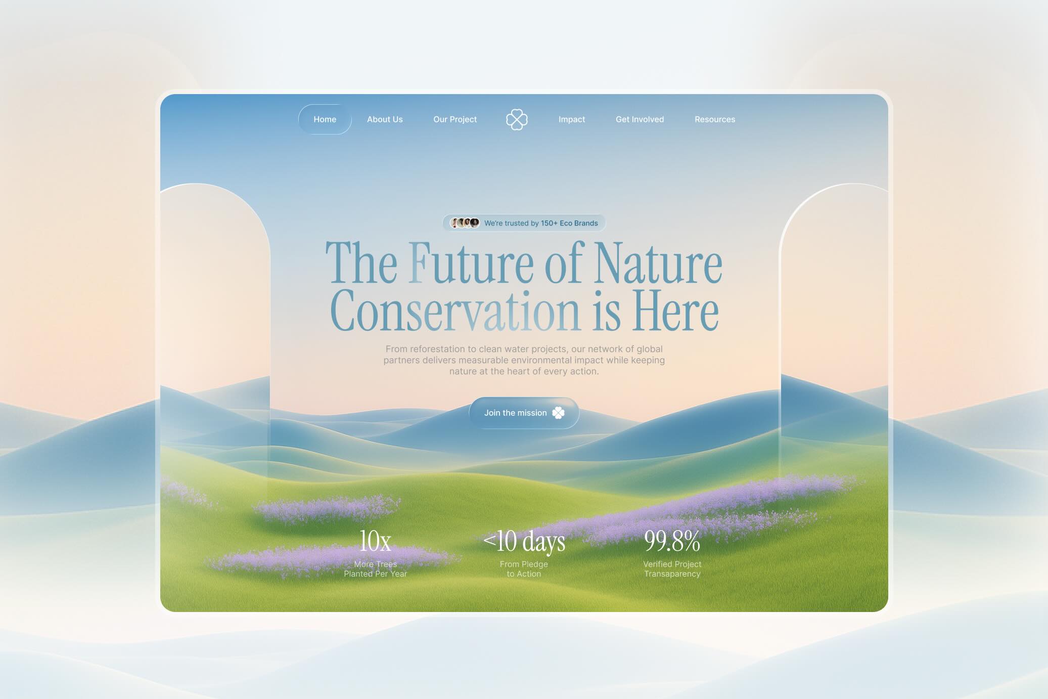 Nature conservation platform landing page UI