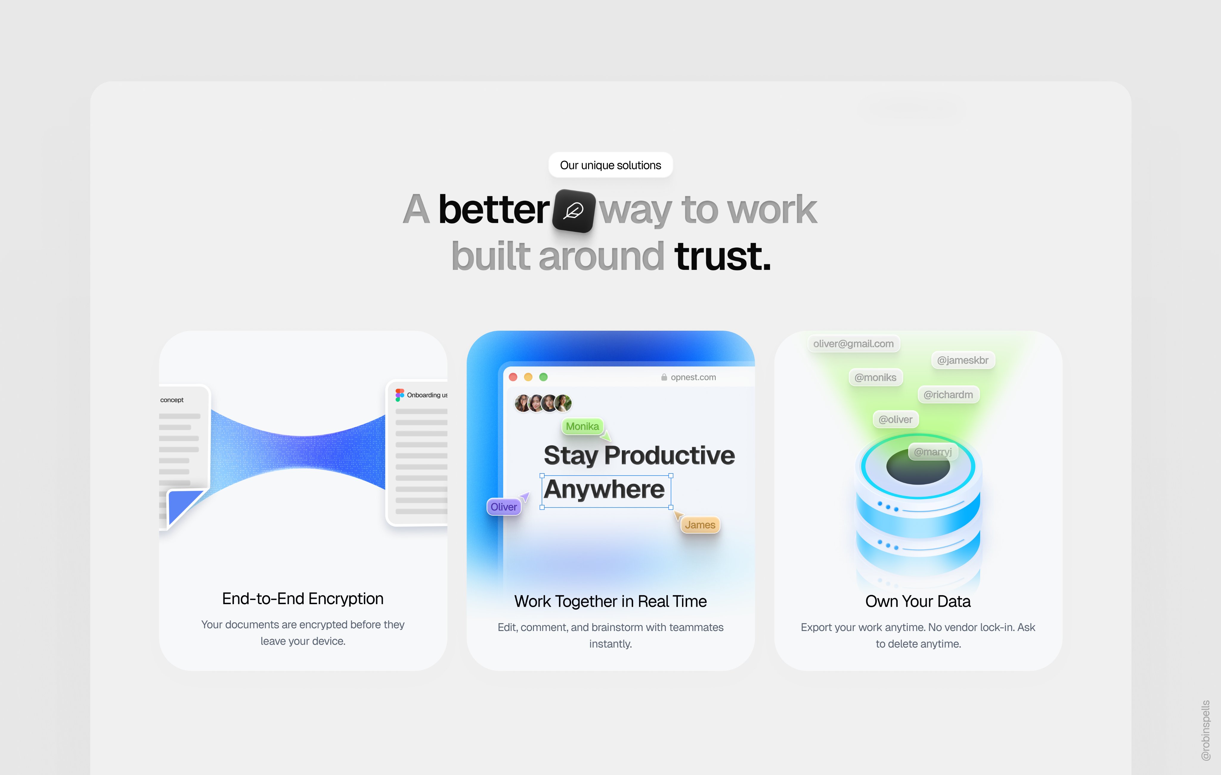 Product solutions section UI
