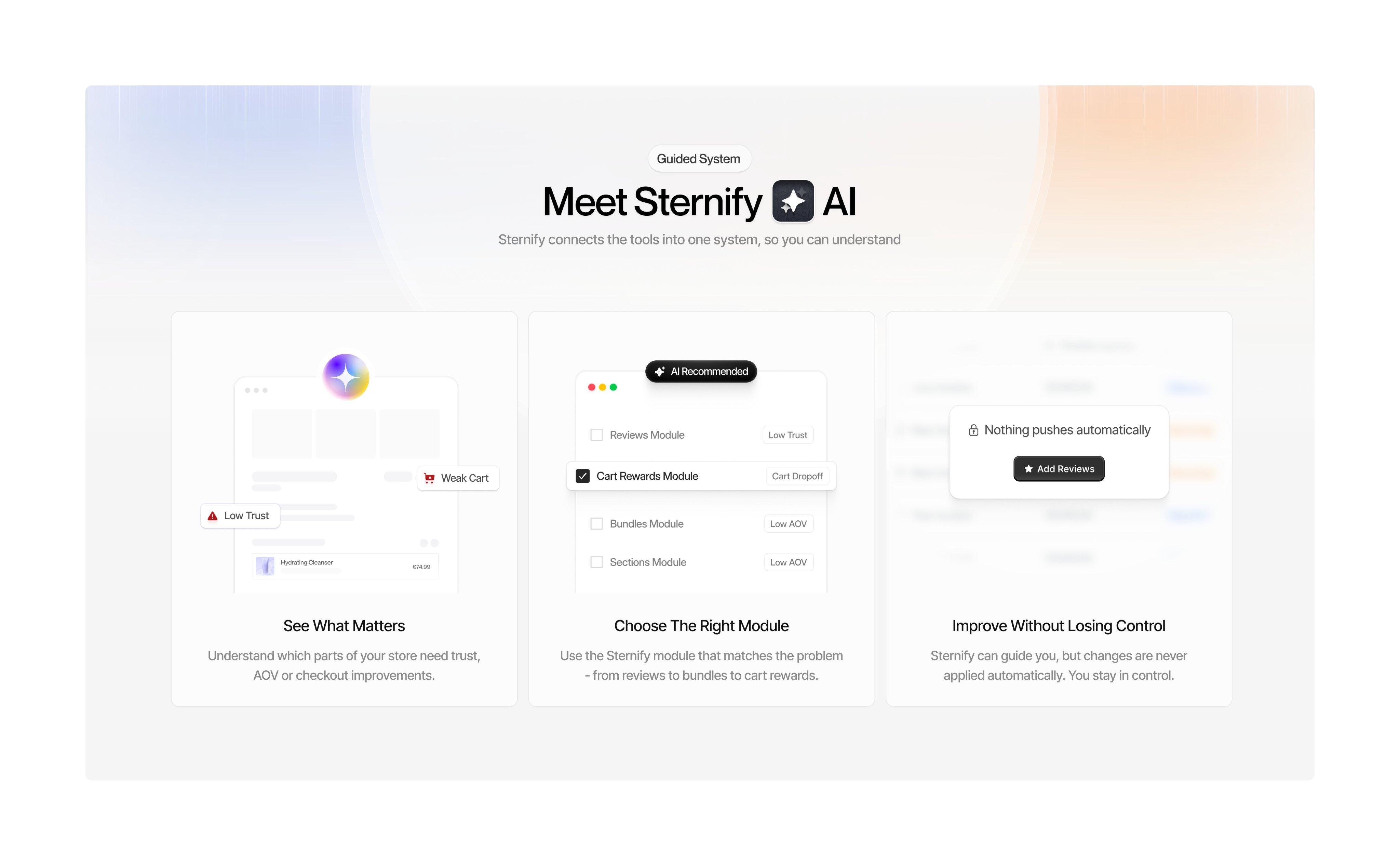 Sternify AI guided system UI