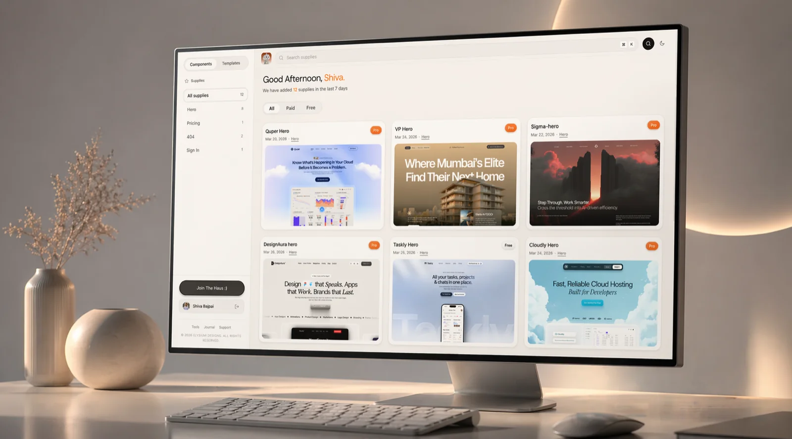 DropHaus component library on a desktop monitor