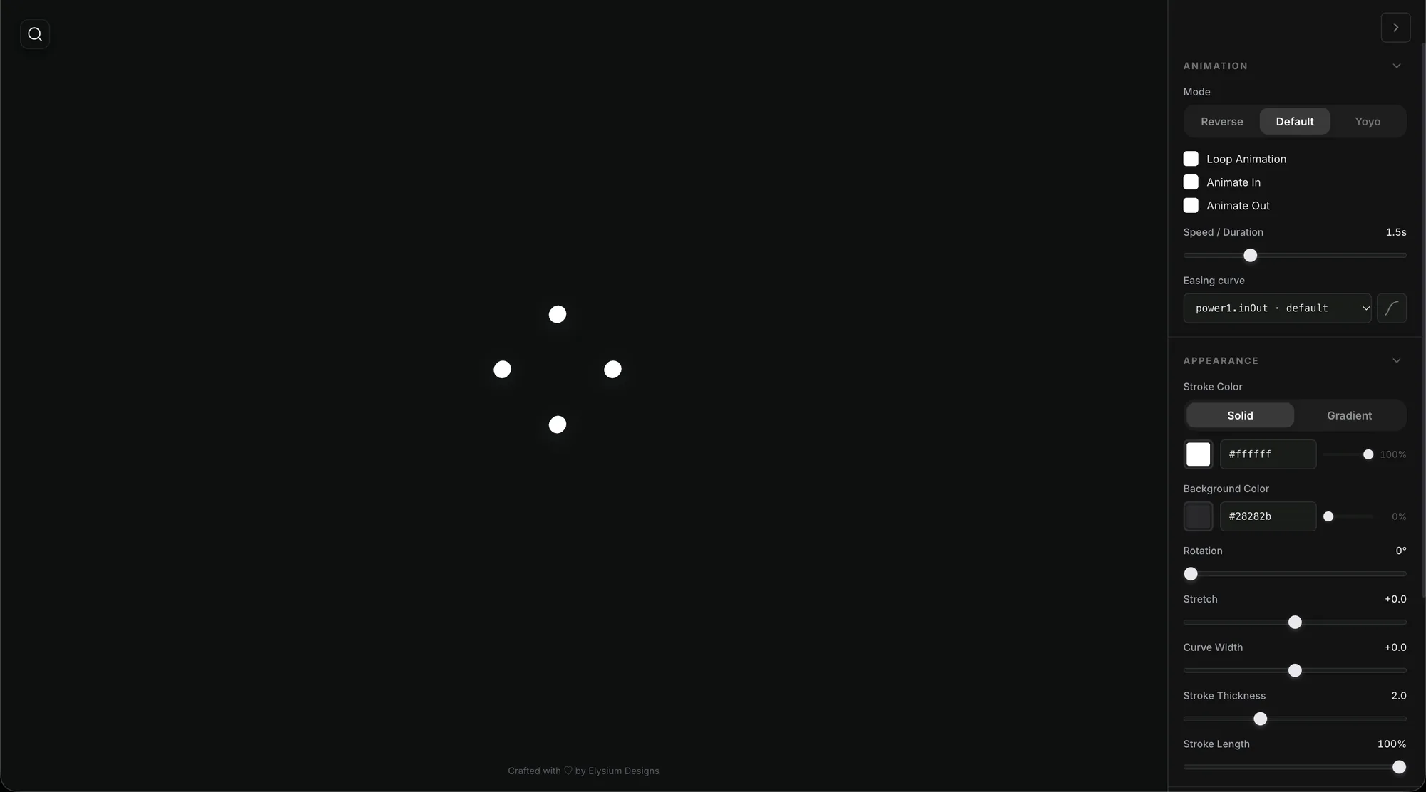 MotionIcons animation and appearance controls