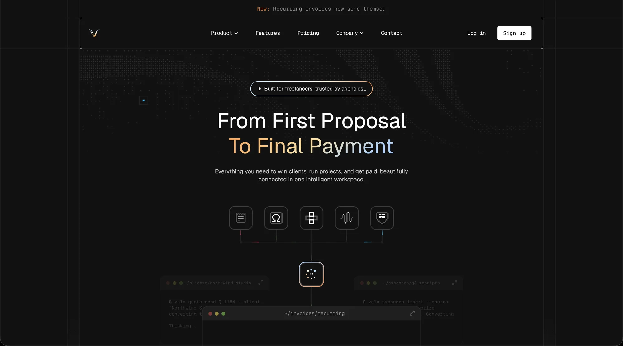 Velo homepage - From First Proposal To Final Payment